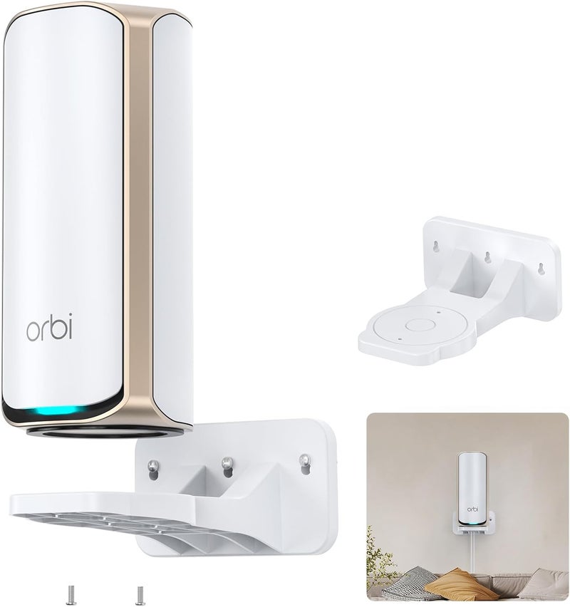 SURVADV Wall Mount for Orbi WiFi 7 Router - Compatible with Orbi 970, 870, 770 Series & Nighthawk Wi-Fi 7 Mesh Systems, Orbi Secure Bracket Holder for Save Space & Boost Signal (RBEWMB-10000S) (White, 1-Pack) - Image 1